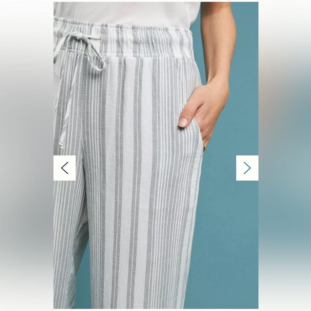 NWOT Anthropologie Cloth & Stone Striped Wide-Leg Linen Beach Summer Pants M - Picture 4 of 11